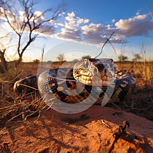 Australian Black Headed Python  Made With Generative AI illustration photo