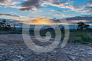 Australian Bush Sunset with Tessellated Rock