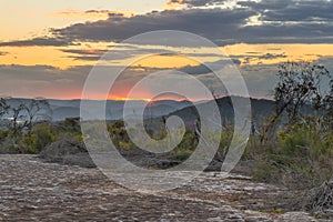 Australian Bush Sunset with Tessellated Rock