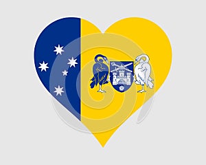 Australian Capital Territory Heart Flag. ACT Love Shape Flag. Federal Capital Territory FCT of Australia  Banner Icon Sign Symbo