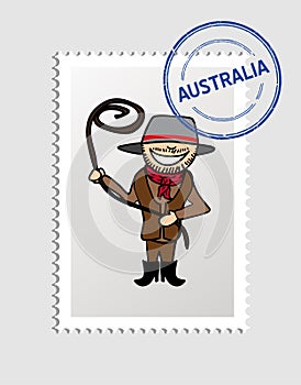 Australian cartoon person postal stamp