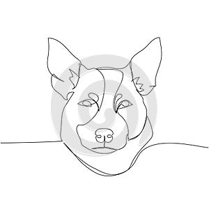 Australian Cattle Dog, dog breed, shepherd dog, companion dog one line art. Continuous line drawing of friend, dog