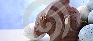 Australian Chocolate Easter Bilby banner with copy space.