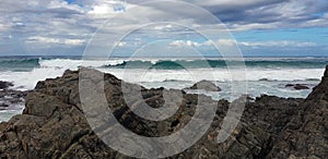 Australian Coastline breaking waves near shore