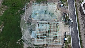 Australian Construction Site Timber Frame aerial view