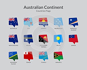 Australian Continent countries flag icons collection