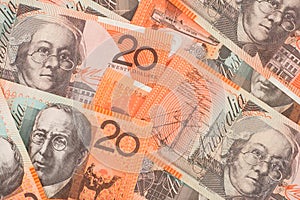 Australian Currency $20 Banknotes Background