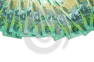 Australian dollar, Australia money 100 dollars banknotes stack on white background