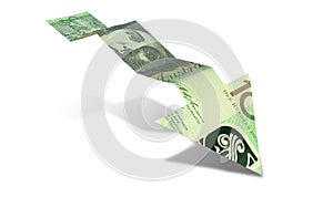 Australian Dollar Bank Note Downward Trend Arrow photo