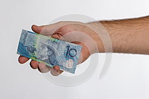 10 Australian dollar Banknote in back hand