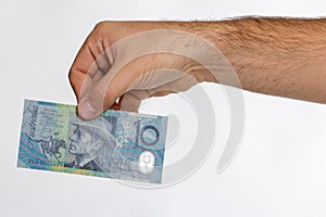 10 Australian dollar Banknote in back hand