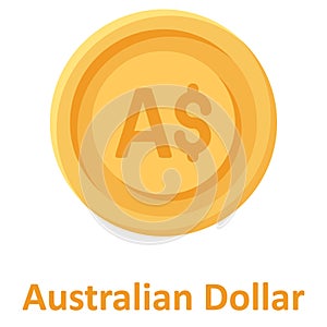 Australian Dollar Coin Isolated Vector icon which can easily modify or edit