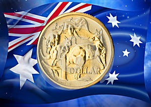 Austrálsky vlajka dolár mince peniaze 