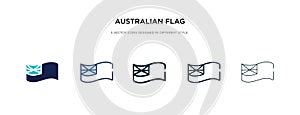 Australian flag icon in different style vector illustration. two colored and black australian flag vector icons designed in filled