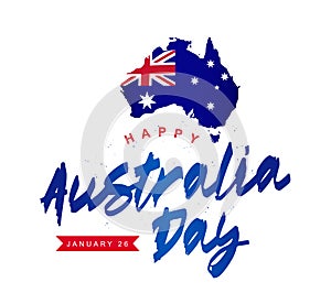 Australian flag is inscribed in the borders of the country. January 26th - Happy Australia Day. Elements for the design