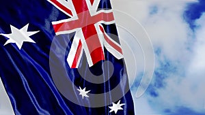 Australian Flag Video. Waving Australia Flag ribbon close-up. Australia, Citizenship, Tourism