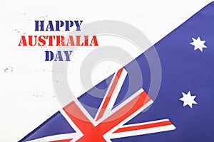 Australian flag on white wood background