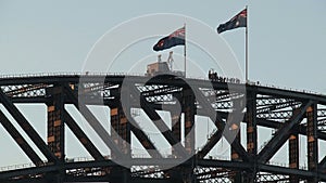 Australian flags at the Sydney harbour bridge