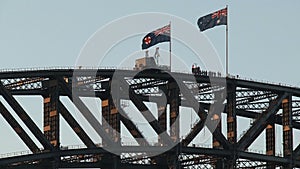 Australian flags at the Sydney harbour bridge