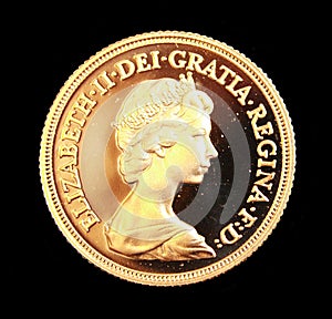 1980 Australian Gold sovereign on black background photo