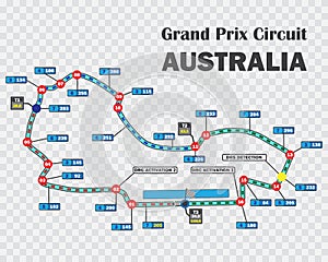 Australian grand prix race track .Detailed racetrack or national circuit for motorsport and formula qualification