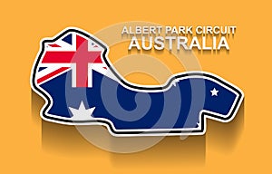 Australian grand prix race track for Formula 1 or F1 with flag. Detailed racetrack