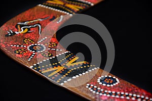 Australian hand painted boomerang detail stock images