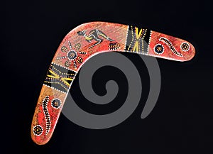 Australian hand painted boomerang stock images