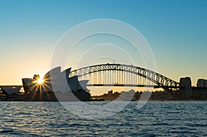 Australian Harbour Bridge at sunset