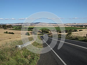 Australian highway freeway road with wineries landscape