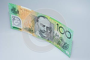 Australian Hundred Dollar Banknote Standing up Sir John Monash Side