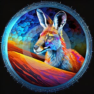 Australian Kangaroo colorful designed clip art
