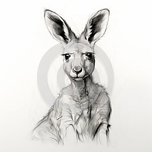 Kangaroo Sketch: Pencil And Ink Drawing In Zbrush Style photo