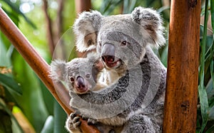 Australian koala bear with cute baby