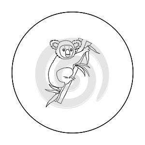 Australian koala icon in outline style isolated on white background. Australia symbol stock vector illustration.