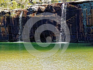 Australian lagoon landscape with waterfalls