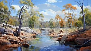 Australian Landscape Painting: Bob Taylor\'s Tassie Stream In John Sloane\'s Style