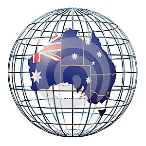 Australian map on the Earth Globe. 3D rendering