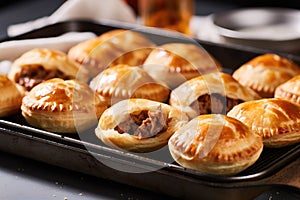 australian meat pies on a baking tray