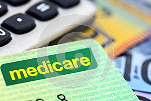 Australian Medicare Card with Calculator and Cash photo