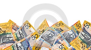 Australian Money Border over White