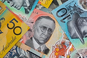 Australian money closeup financial background