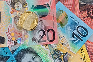 Australian money closeup financial background