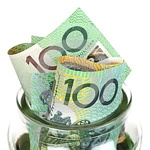 Australian Money in Jar