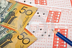 Australian money and sports betting slip