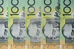 Australian one hundred dollar bills circle pattern