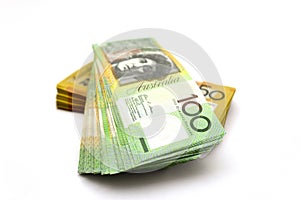 Australian one hundred dollar bills and fifty dollar bills