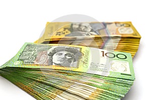 Australian one hundred dollar bills and fifty dollar bills