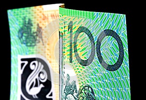 Australian One Hundred Dollar Note on Black