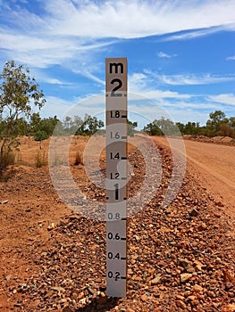 Australian Outback dry river bed depth gauge drought summer